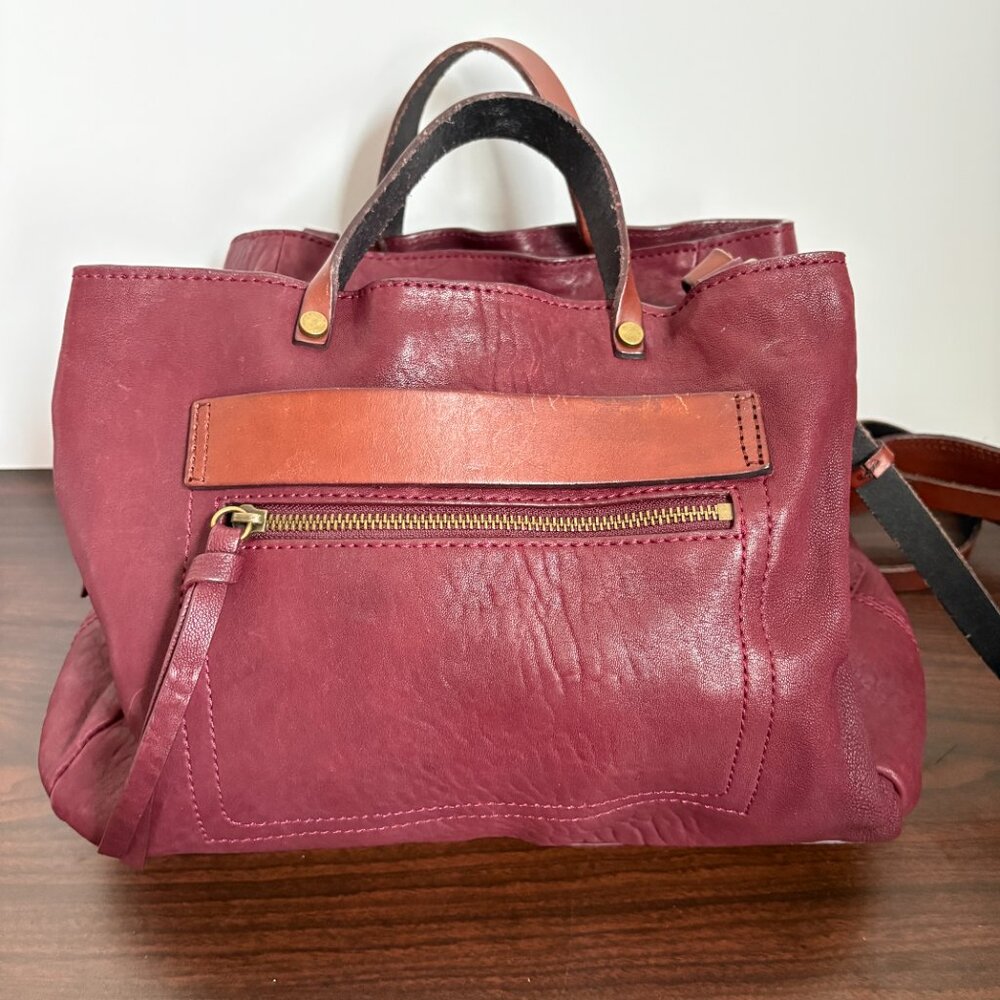 Sundance Burgundy and Brown Leather Satchel - Picture 4 of 10